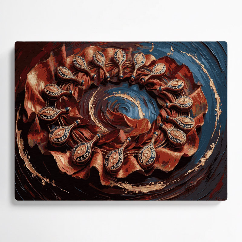 "Castagnettes musicales", art mural en métal brun, H 11 po x l 14 po