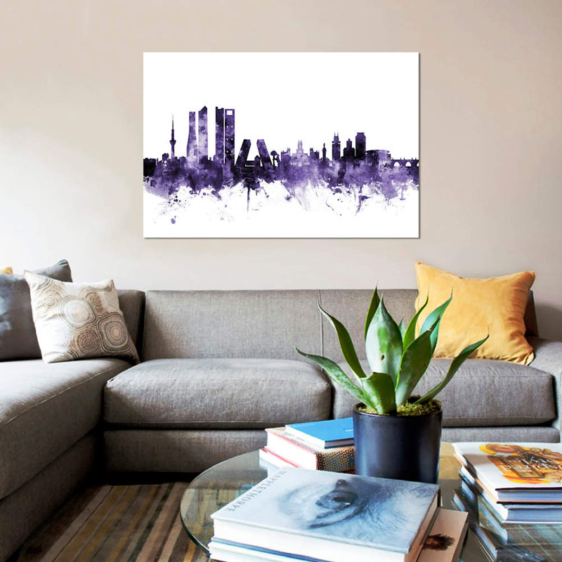Madrid Madrid Skyline par Michael Tompsett, impression sur toile, 8 po x 12 po x 0,75 po, Toile tendue, Pas de tapis