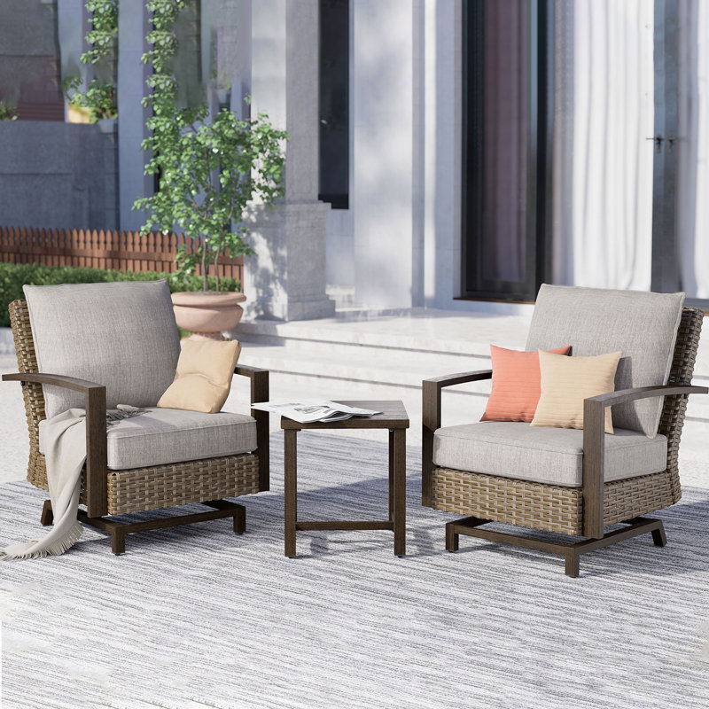 Tower Grand Patio Morris Rocking Chairs with Cushions, Light Brown