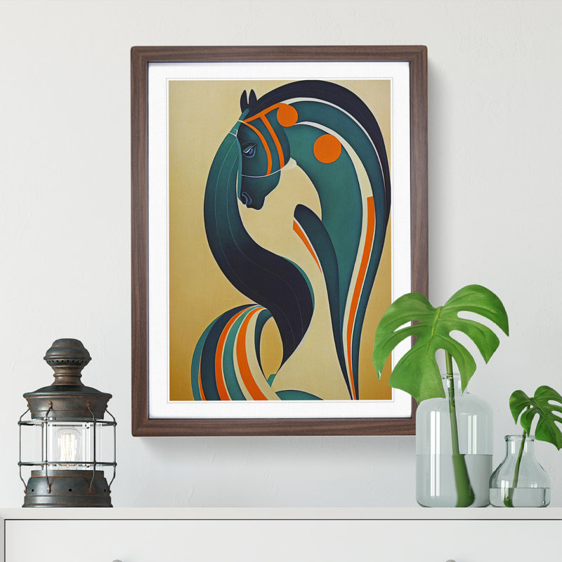 Horse No.1 - Single Picture Frame Print, 46cm H x 34cm W x 2cm D, Walnut Framed