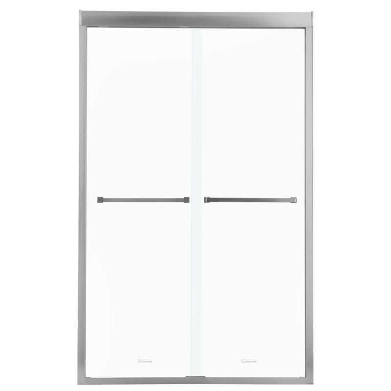 48" W X 76" H Semi- Shower Door, Bypass Sliding, Brushed Nickel, Clear Tempered Glass, Bathroom Upgrade Project Sliding 48"x76", Practical Solution
