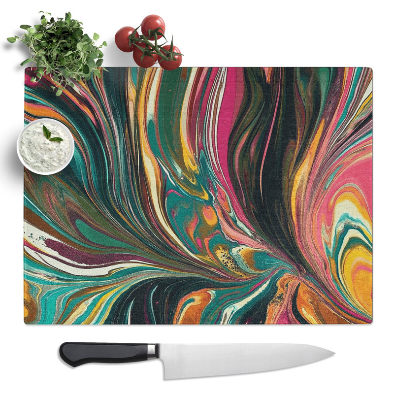 Liquid Marbling Vol.5  Glass Chopping Board