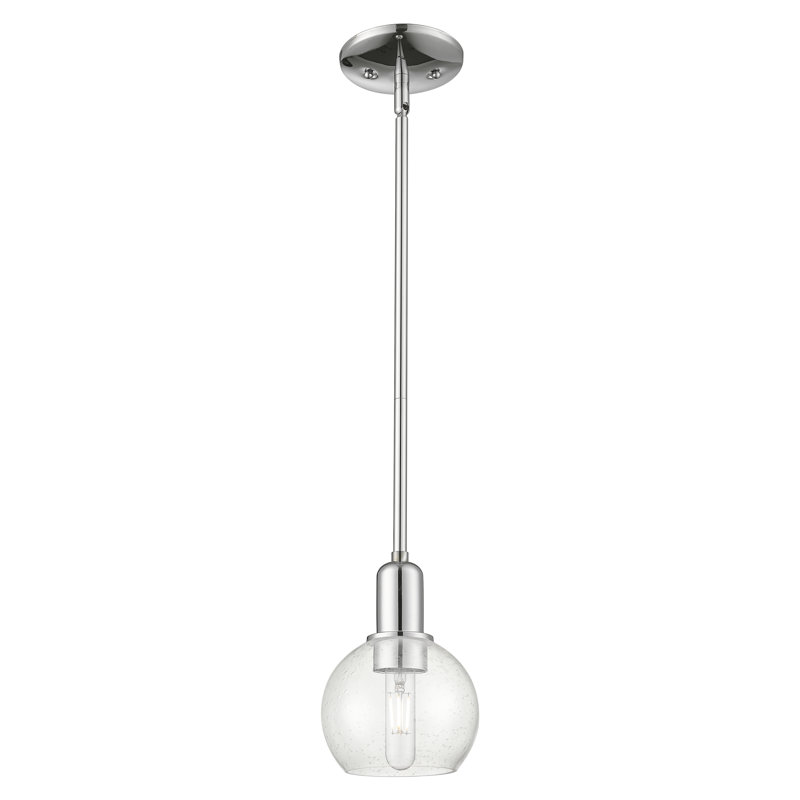 Mini-luminaire suspendu 1 lumière Arcadia - Athens, H 4,88 po x l 5,88 po x P 5,88 po, Grainé, Chrome poli