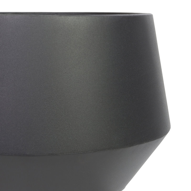 Huxley Round Metal Mid Century Modern Indoor Pot Planter Set, Black