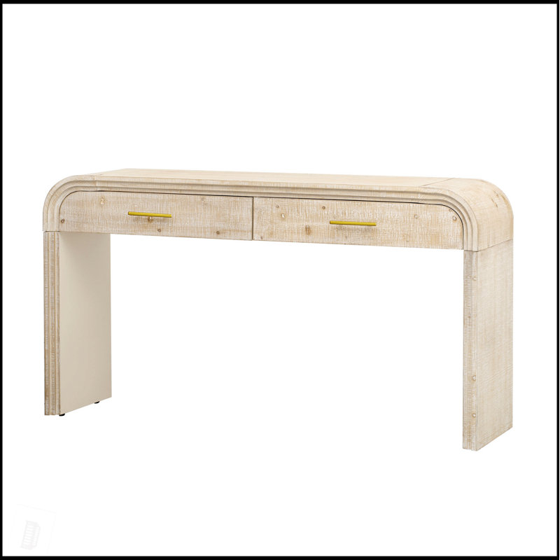 Console à silhouette rétro unique avec style ouvert, deux tiroirs supérieurs et utilisation polyvalente pour la présentation et le rangement