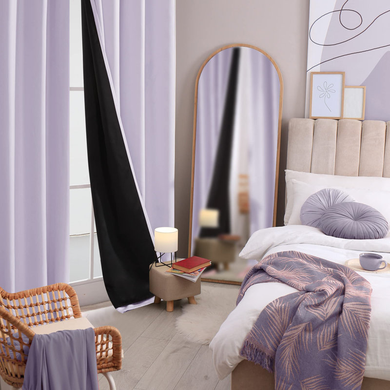 Lavender Faux Silk Blackout Grommet Curtain Panels, 52" x 45"
