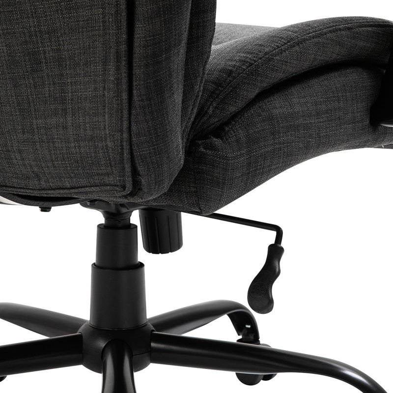 Grande et haute chaise de bureau ergonomique, capacité de charge maximale de 500 lb. Siège en lin, hauteur réglable, roues pivotantes, capacité de poids au design gris foncé. Ensemble de ressorts, pivotant, lin, confort