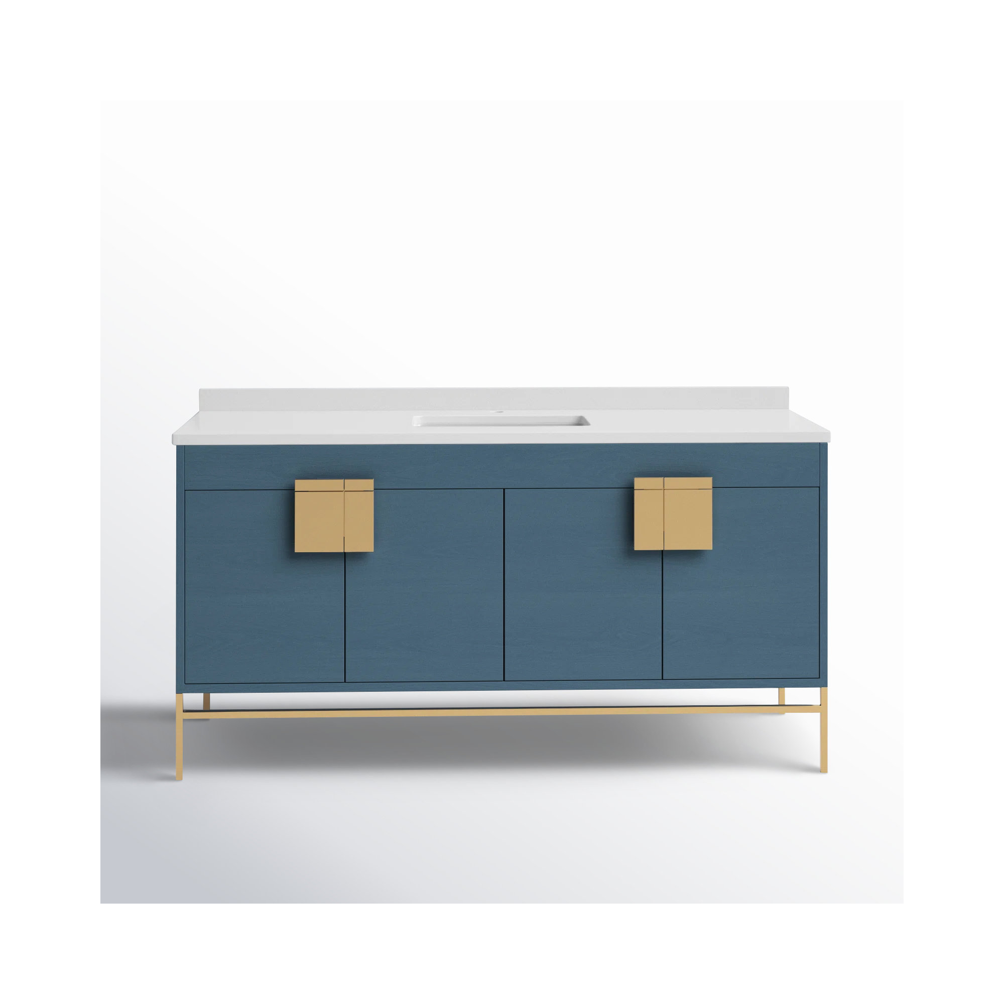 Maisie 60'' Single Bathroom Vanity, Satin Brass, Blue