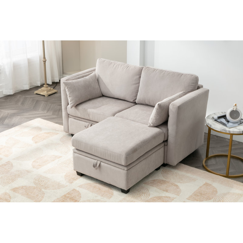 Causeuse rembourrée avec repose-pieds 58,26 po Toxi, Gris clair