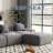 Boneless 120''W Mordern Design L Shpaed Corduroy Sectional Sleeper Compression Sofa With Ottoman-1687082886