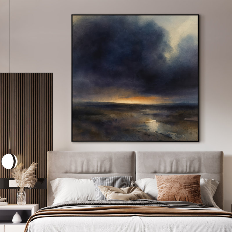 Extra Large Wall Art Fabric Print - Abstract Landscape Vintage Artwork Artwork Decor for Living Room or Bedroom - "Frame Assembly Required (Unfinished Frame)"