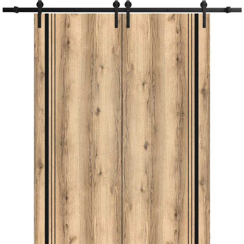 Porte de grange en bois massif massif, Chêne, 36 po x 80 po
