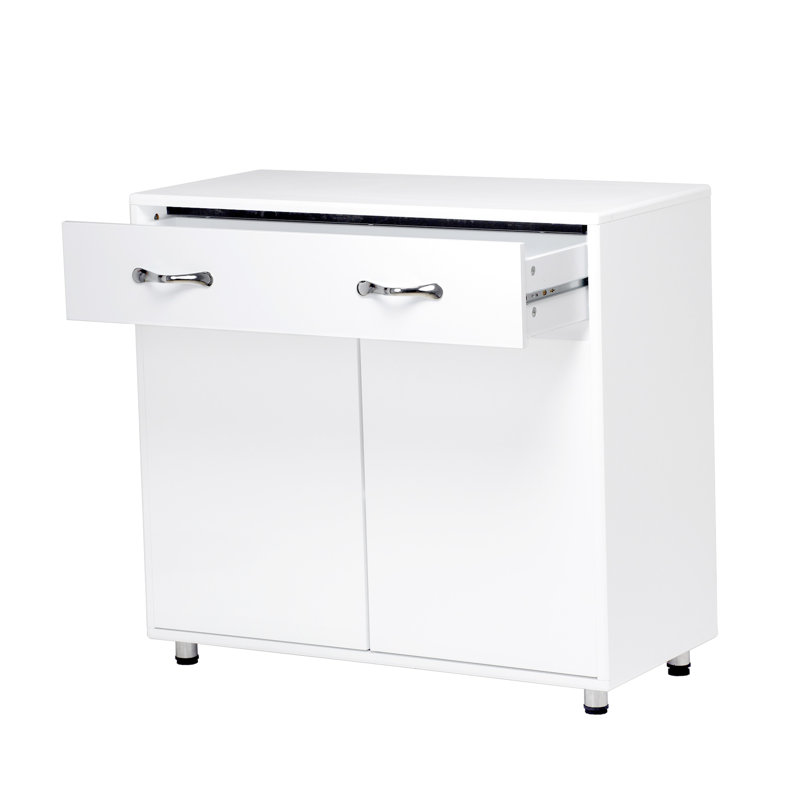 Table d'appoint à deux portes - blanc: armoire de rangement pour différents espaces. Peinture supérieure et E1. Conception simple mais attrayante. Assemblage requis avec les instructions. Pieds sécuritaires. Bord arrondi et coin lisse