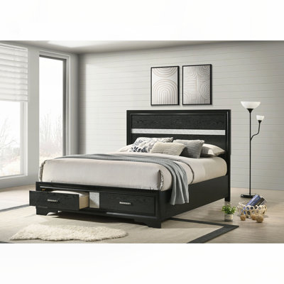 Black Queen Storage Panel Bed