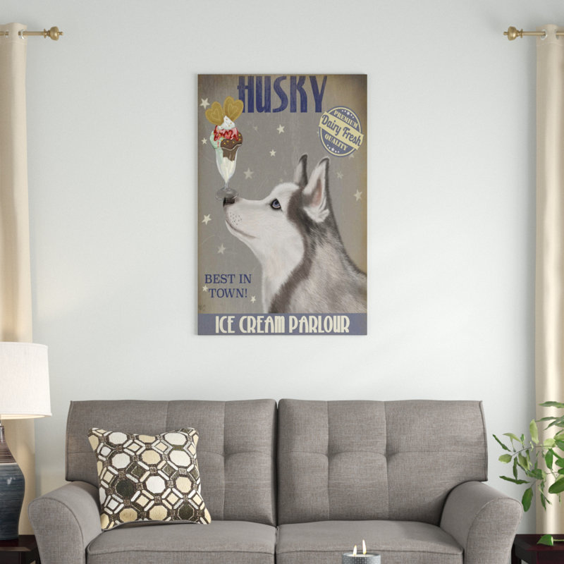 « husky ice crème », reproduction d’impression sur toile tendue Fab Funky, H 12 po x l 8 po x P 0,75 po, Toile tendue