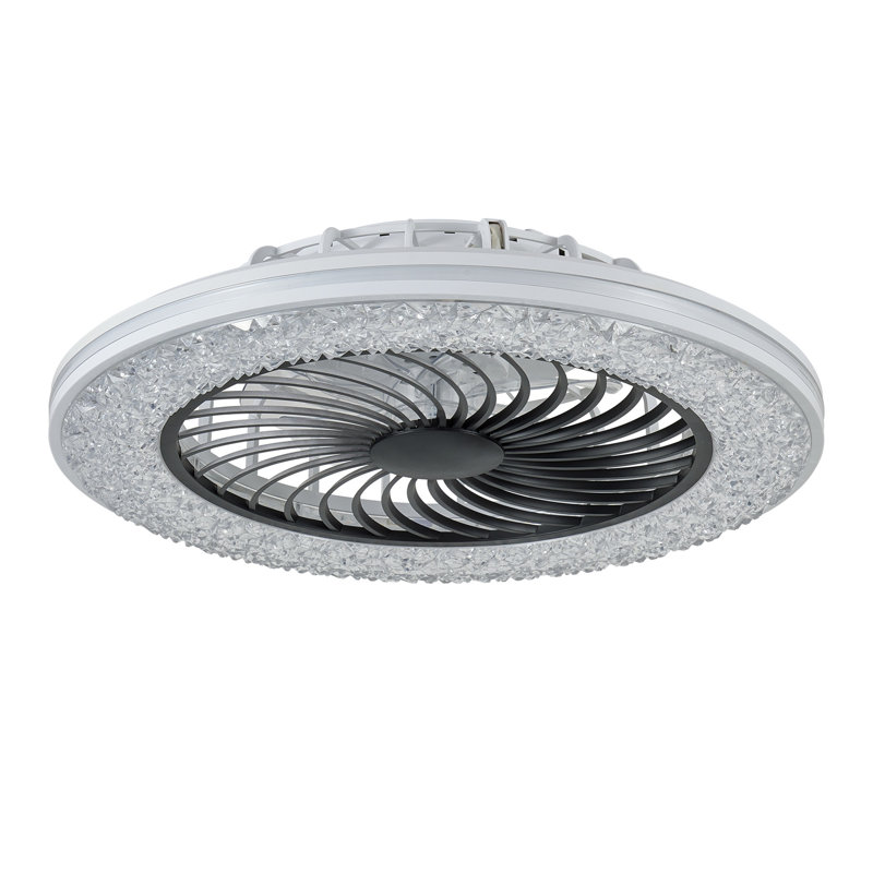 Ventilateur de plafond noir sans pales de 58 cm (23 pouces) avec éclairage RVB et télécommande, montage encastré discret pour salon et chambre.