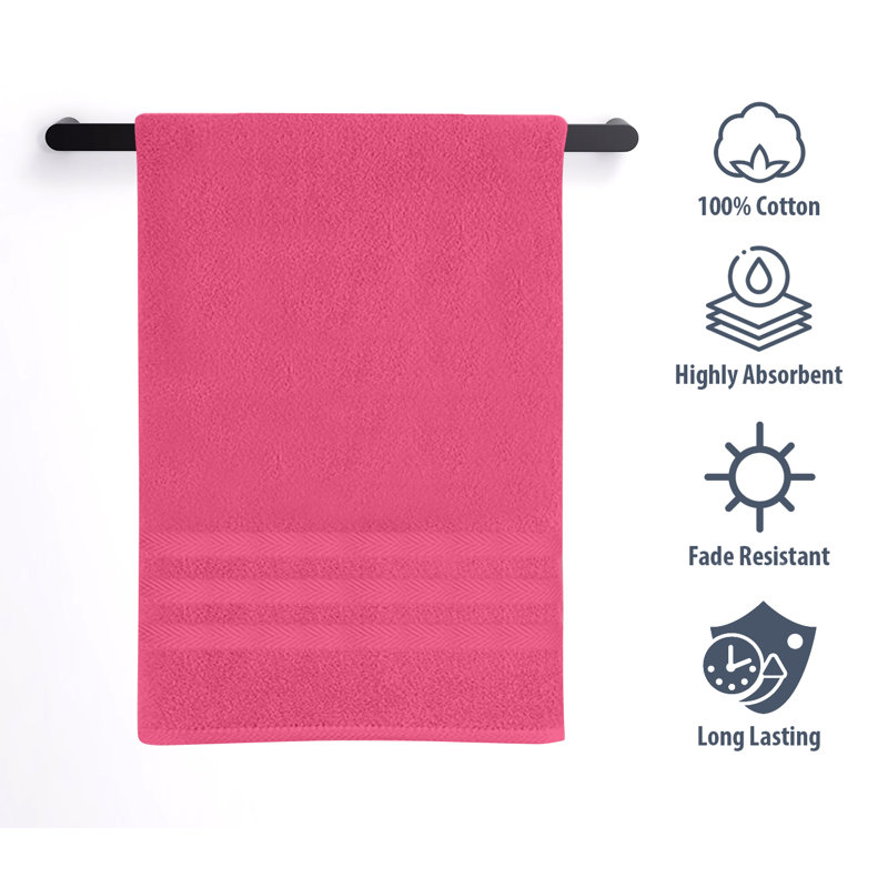  Ensemble de 4 serviettes de bain 100% coton, Rose vif