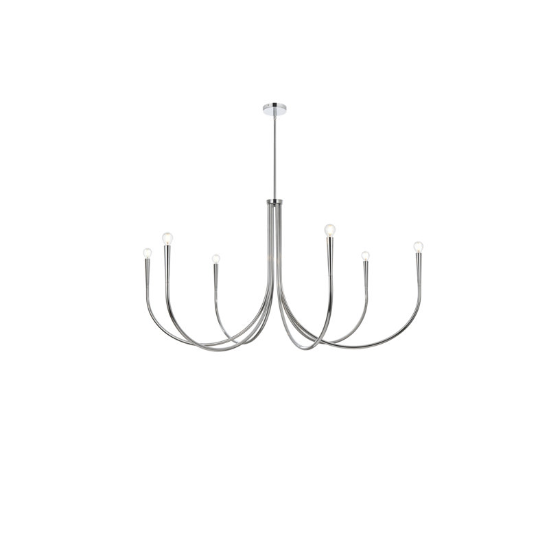 Catalena 6-Light Chandelier, Chrome, H 28 po x l 55 po x P 55 po