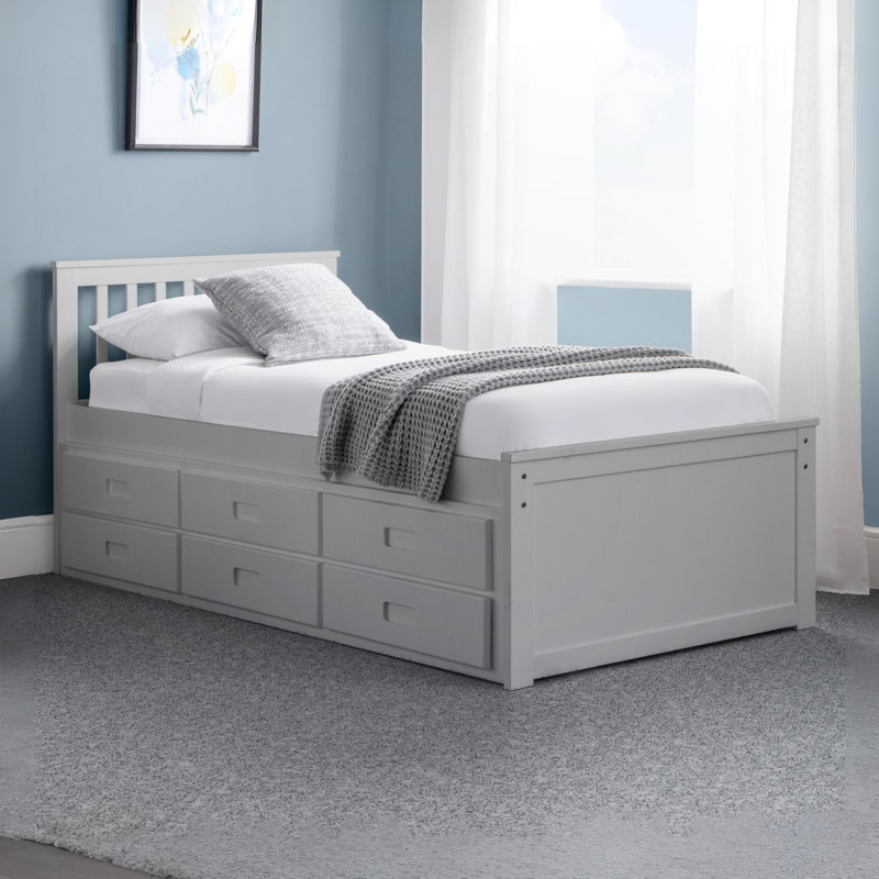 Candor Single (3') Drawers Bed, Light Grey