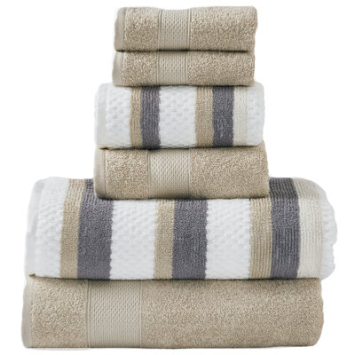 Ensemble de serviettes réversibles en fils de jacquard réversible 6 pièces Modern Threads Pax - Serviettes de bain, débarbouillettes et débarbouillettes - Super absorbant et à séchage rapide