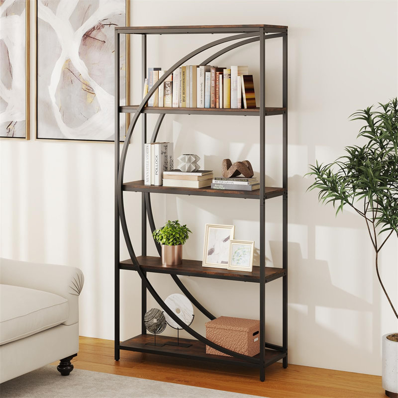 175cm H x 86cm W Metal Standard Bookcase, Brown
