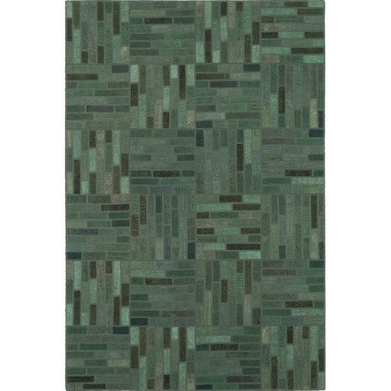 Tapis vert en coton noué à la main