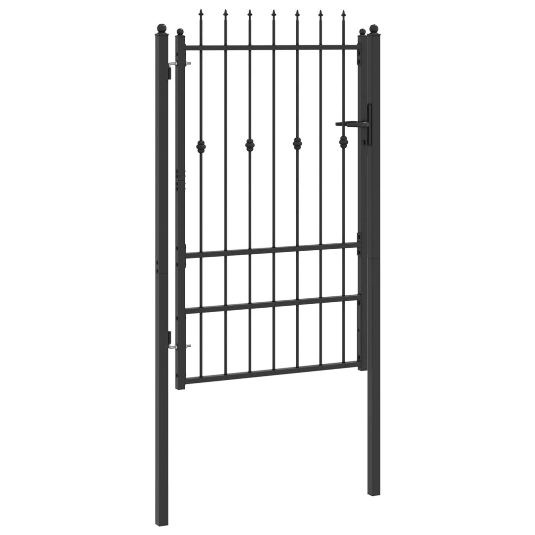 Vidaxl Fence Gate HORST Black Metal Outdoor Barrier Security Perimeter Modern