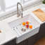 Évier de cuisine en argile réfractaire L 36 po x l 20 po avec grille et crépine Fireclay