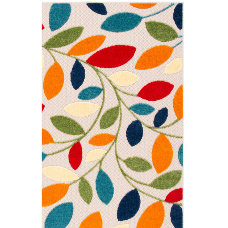 Tapis d'intérieur / extérieur à motif floral Elliyana, Rectangulaire 3 pi x 5 pi