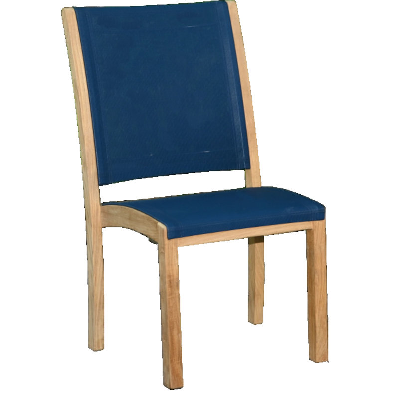 Riviera Teak Outdoor Sling Stacking Dining Chair, Navy