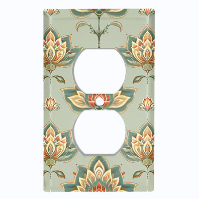 Couvercle de plaque d'interrupteur en métal; Bascule à 3 bandes US standard - motif floral damassé