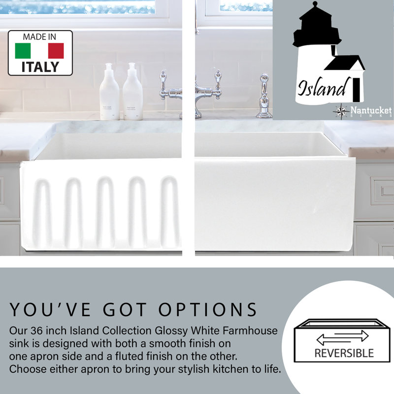 Island 35.75'' L Single Basin Kitchen Sink, 36"