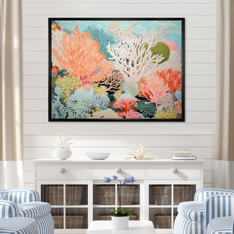 «Colorful Coral and Anemones Scenery I - Coastal Coral Under Water», reproduction d'art sur toile encadrée
