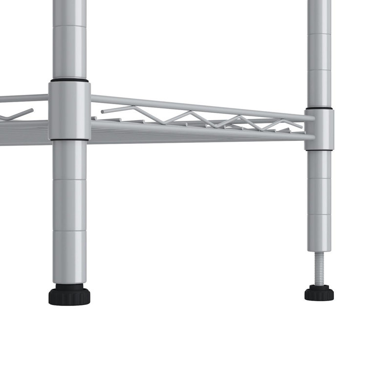 Orizaba 6 Tier Adjustable Wire Shelving Unit Organizer Steel Storage Rack w/ Hooks, Leveling Feet, Silver Grey