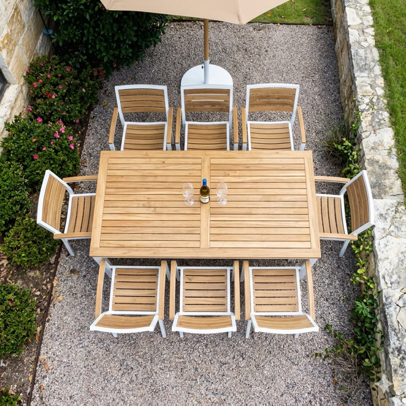 Coenties Slip Rectangular Metal Outdoor Dining Table With Umbrella Hole , 35.49'' in. W 71.37'' in. D