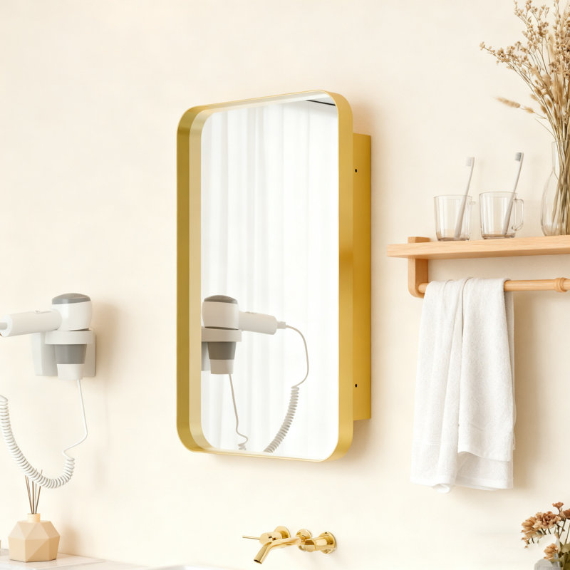 Armoire à pharmacie encastrée en métal avec miroir et tablettes réglables