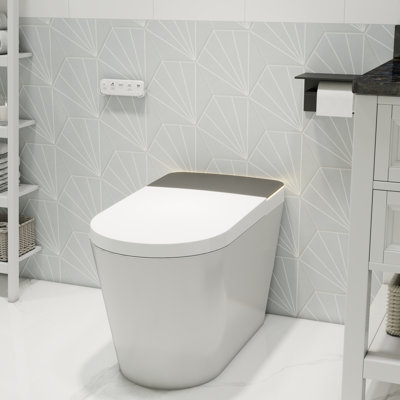 ModMakers Auto Flush Smart Bidet Toilet, 1.28 GPF Water Efficient Elongated Toilet with Heated Seat, Warm Wash, Dryer, Foam Shield, Night Light, Digital Display