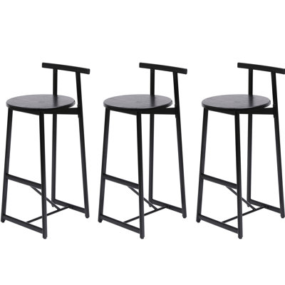 3 comptoirs confortables de 27 po, style moderne, siège noir, pieds en métal, polyvalents et charmants pour la cuisine