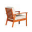 Fauteuil à assise profonde, finition huilée naturelle, coussins bleu marine-82137085-82137086