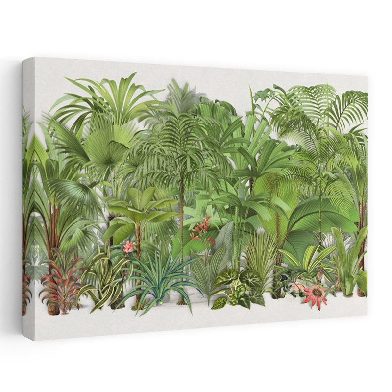 «Lush Tropical Jungle Tropical Palm Tree Forest Landscape», reproduction d'art mural, 32" H x 48" W