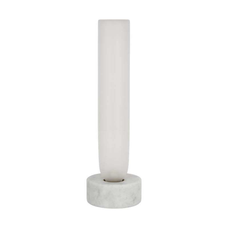 Kelly Wearstler Volver 1-light Small Table Lamp in White Marble with Clear Etched Glass shade, White