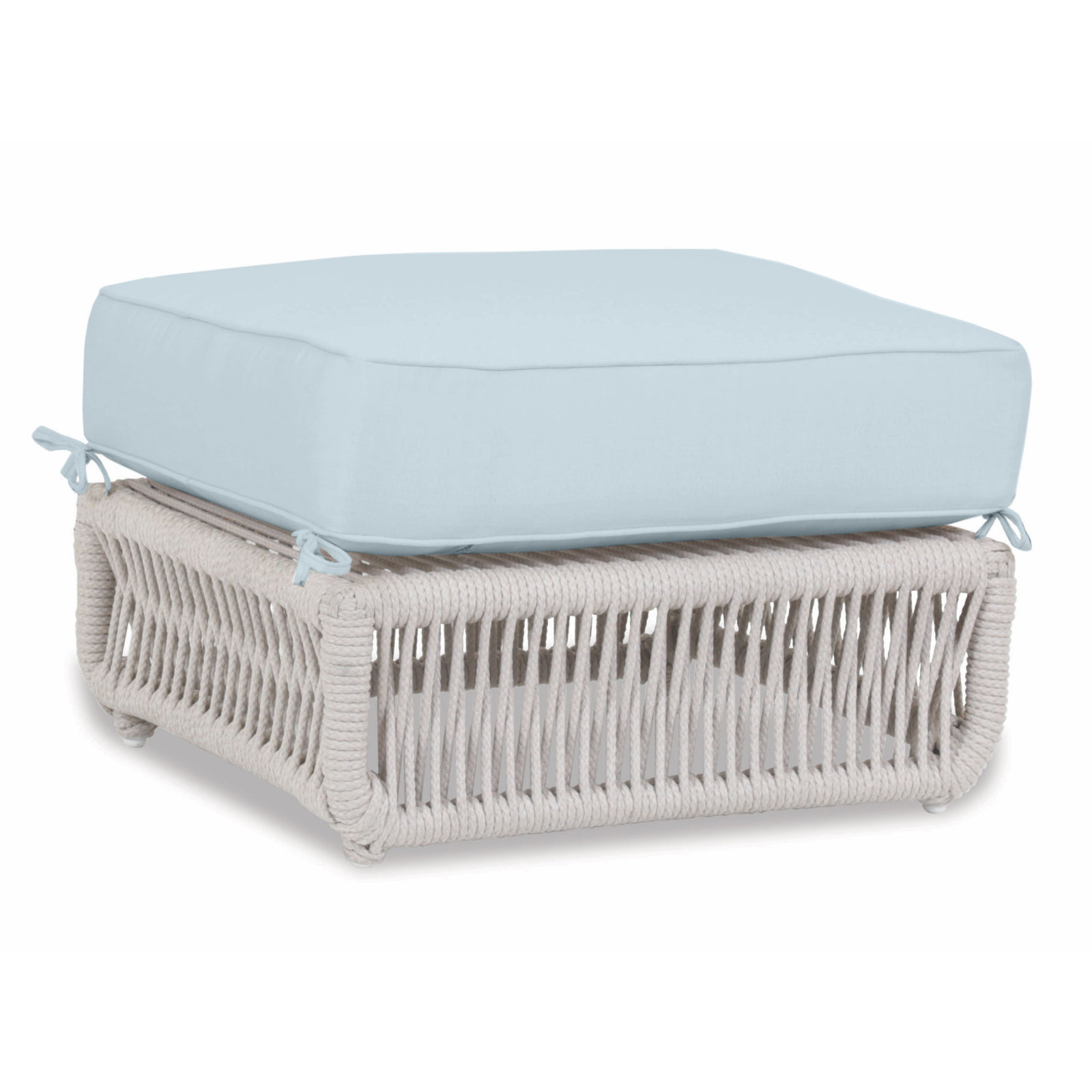Lucan Wicker Outdoor Ottoman with Sunbrella® Cushion, Canvas Skyline Sunbrella®