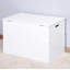 Armoire de rangement blanche avec 2 charnières de sécurité et coffre à jouets en bois
