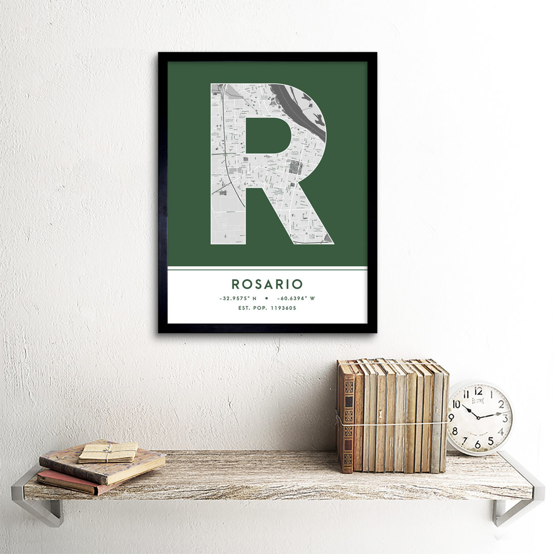 Rosario Argentina City Map - Single Picture Frame Typography