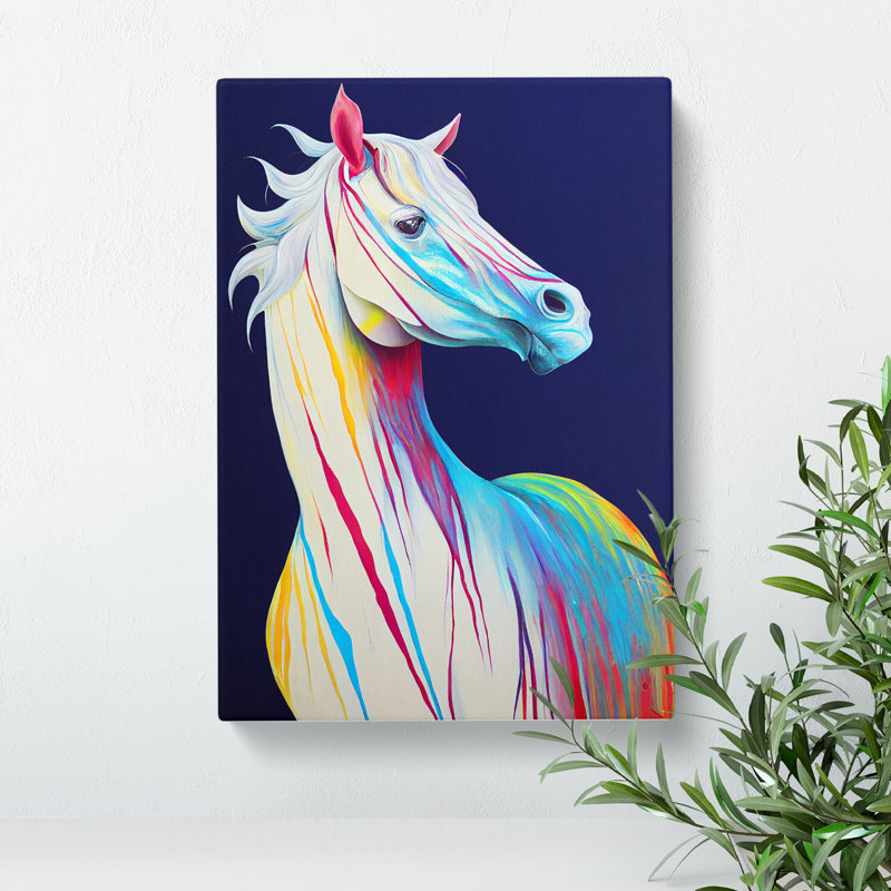 Horse In Technicolour Abstract - Wrapped Canvas Print, 60cm H x 40cm W x 3cm D