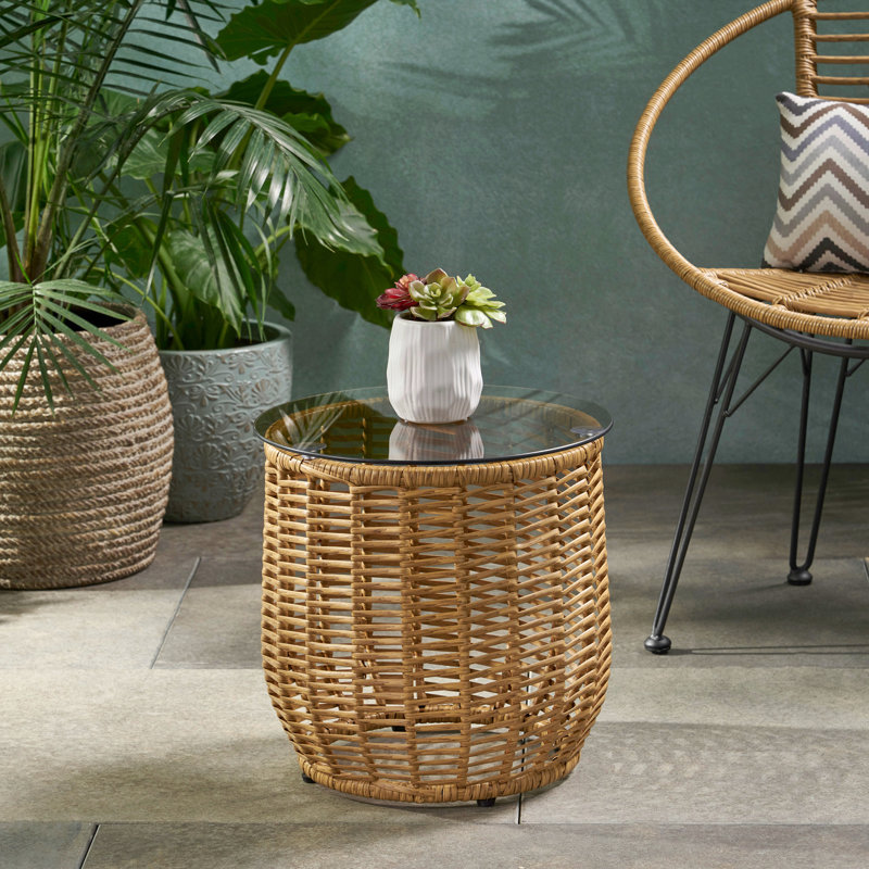 Table d'appoint Rattan Arias, Marron clair