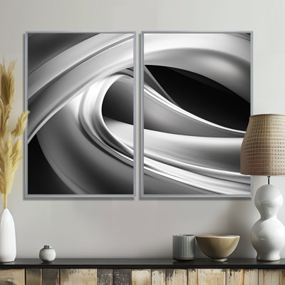 Silver Speed Fractal Wave II - Pink Modern Wall Art