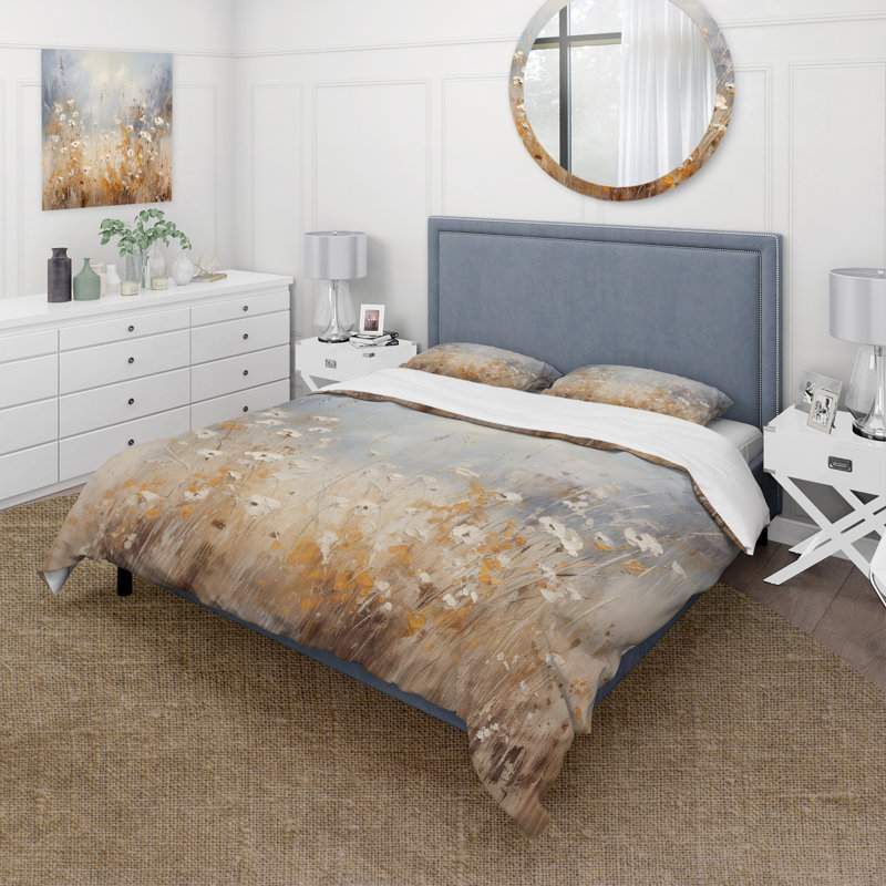Ensemble de housse de couette beige et gris Meadows Breeze - Paysages - Microfibre de polyester
