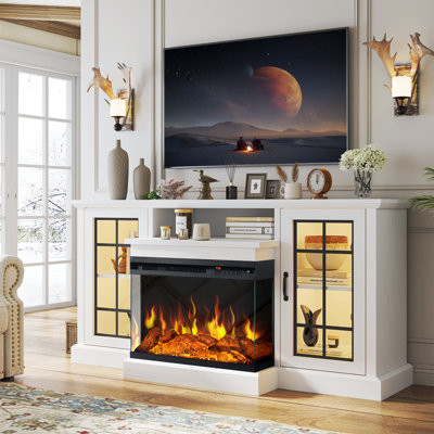 Meuble télé 59 po pour téléviseur de 65 po ou moins avec foyer électrique inclus