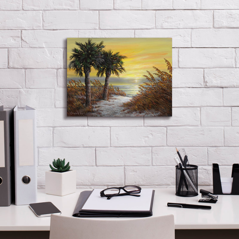 "Epic Graffiti" Sunset Path To The Beach "par Campbell Frost, art mural sur toile, 16 po x 12 po